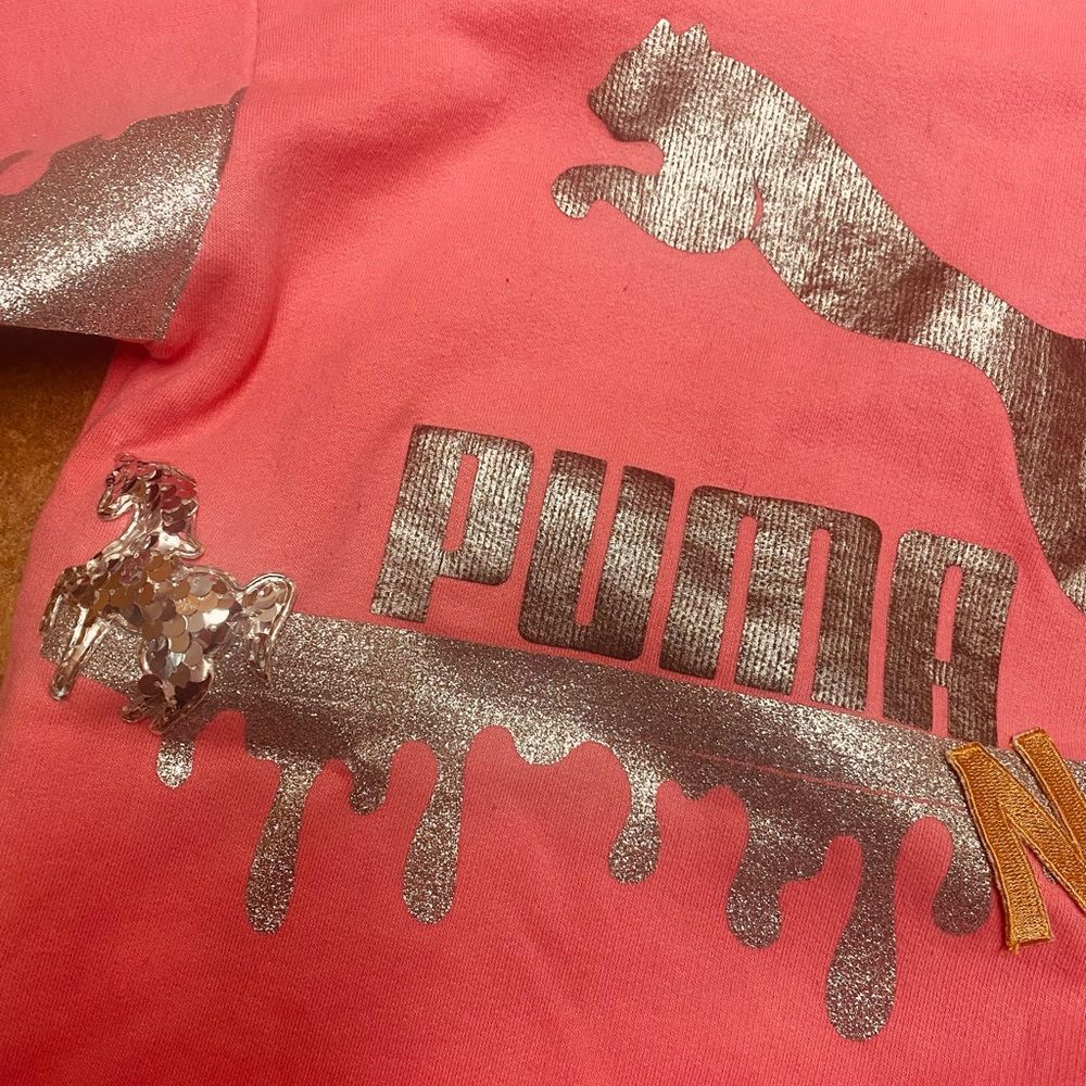 Puma Pink Graphic Kids Hoodie - Picture 4 of 6